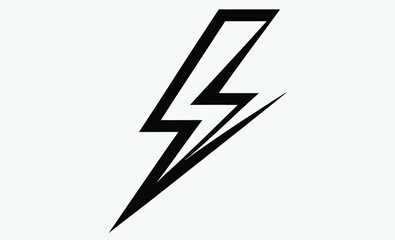 Lightning bolt icon, Flash symbol silhouette, Electric power vector
