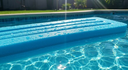 Blue Foam Pool Float on Sunny Day