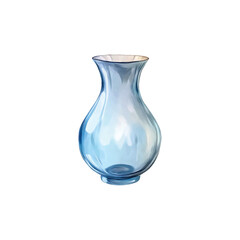 Elegant clear glass vase isolated with transparent background vector illustration