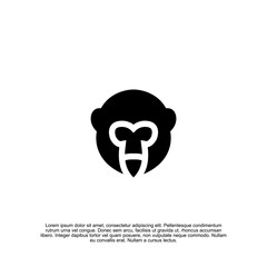 Striking Vector Graphic of a Simplified Monkey Head, Ideal for Logo Design and Branding, Presented in a Clean Black and White Format with a Modern Aesthetic