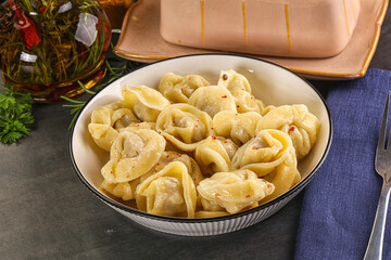 Russian homemade dumplings with meat