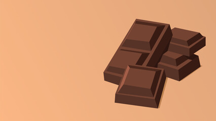 Illustration showcasing chocolate bars arranged elegantly on a pastel-toned background, emphasizing sweetness and indulgence. Perfect for use in culinary, advertising, and confectionery projects.
