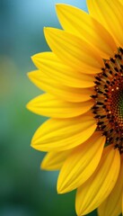 Naklejka premium Close-up of sunflower face, vibrant yellow petals, nature, bloom