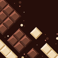 Stylish abstract design featuring brown and beige chocolate bar illustrations on a dark background. Perfect for food, desserts, or bakery-themed visuals and digital design projects