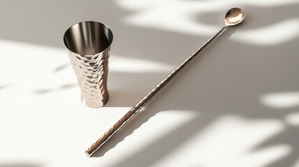 A realistic cocktail muddler mockup with a branded logo on a white background