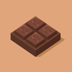 Digital artwork showing a chocolate bar with a charming and cheerful design. Perfect for confectionery-related projects or themes focusing on delightful desserts and cute graphics.