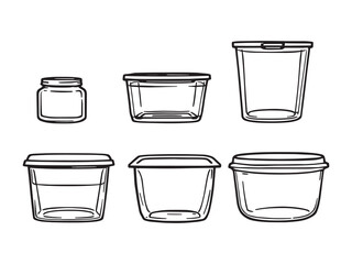 Plastic Containers line art vector illustration