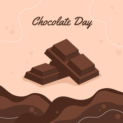 Artistic representation of celebration for Chocolate Day featuring elegant chocolate bars on a decorative background, conveying joy, sweetness, and indulgence Illustration.