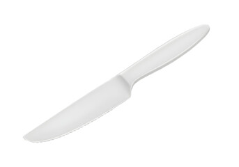 Single white plastic knife isolated on transparent background Generative Ai.

