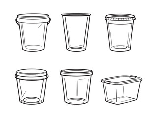 Plastic Containers line art vector illustration