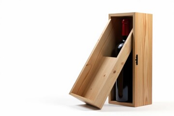 Elegant wine box, wood, isolated, white background, premium, eco-friendly, blank