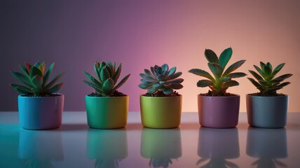 Succulent Group in Fluorescent Aura