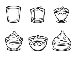 Pudding line art vector illustration
