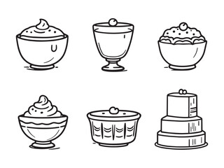 Pudding line art vector illustration