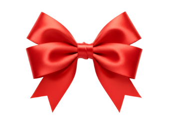 Red bow isolated on transparent background Generative Ai.
