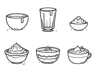 Pudding line art vector illustration