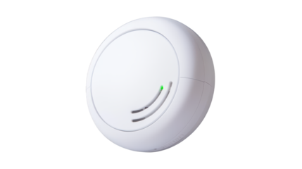 White smoke detector on black background, a vital home safety device for fire prevention