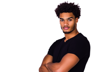 Confident African Descent Man, Arms Crossed, Isolated, Cut Out Transparent