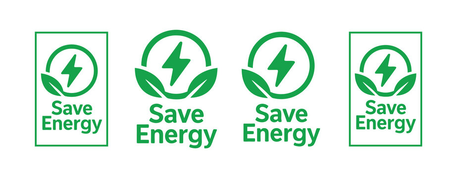 Flat Green Save Energy Icons