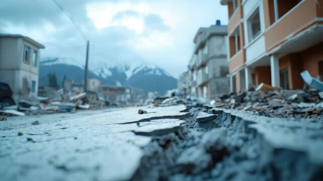 Devastated Community: A stark illustration of the aftermath of a natural disaster, capturing the tangible destruction left behind in the quake's wake.