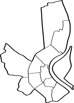 freehand drawing of Bordeaux city map.