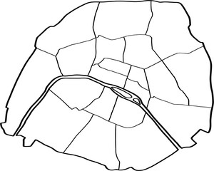 freehand drawing of Paris city map.