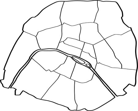 freehand drawing of Paris city map.