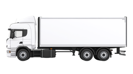 White delivery truck with blank cargo container mockup for branding and advertising