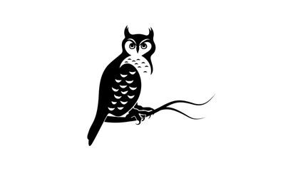 elegant owl, black  isolated silhouette