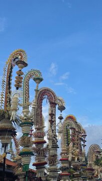 Ornate Penjor Decoration for Galungan and Kuningan Festival in Bali