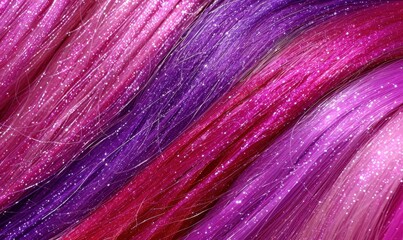 Fototapeta premium Glittery pink and purple hair extensions background