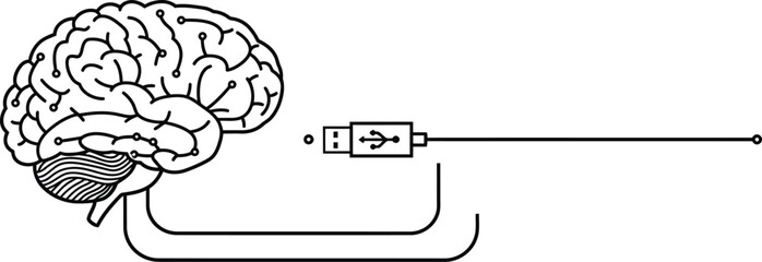 Brain Connected USB Vector Design