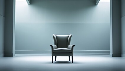 Elegant armchair placed in a minimalist, well-lit space with natural light streaming in. Perfect for modern interior design, comfort, and style