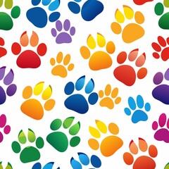 Fototapeta premium Colorful paw prints pattern (1)