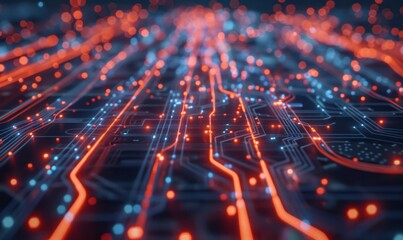 Glowing Circuit Board, Data Flow, Technology, Abstract Background, Digital Future