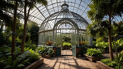 Obraz premium A greenhouse dome structure in a botanical garden 