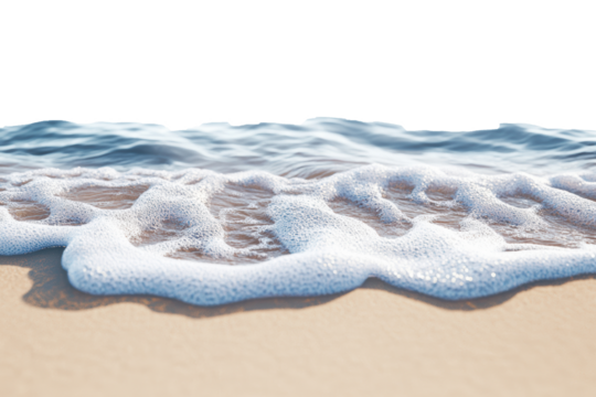 Serene Coastal Scene: Ocean Wave Gently Crashing on Sandy Beach