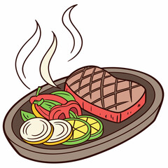 grilled steak and vegetables