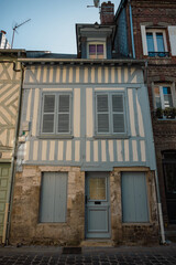 Charming street in Honfleur, Normandy, France