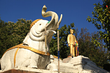 Mae Hong Son, Thailand - 22 November 2014: Statue of Praya Singhanaj Raja (first governor of Mae Hong Son) in Mae Hong Son City