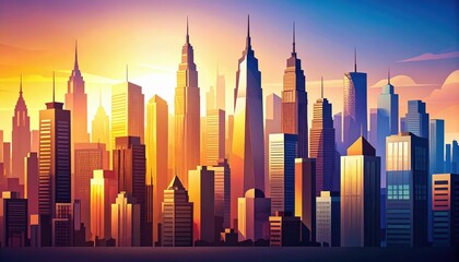 Obraz premium Dramatic Cityscape Featuring Light and Shadow Contrasts in Urban Setting