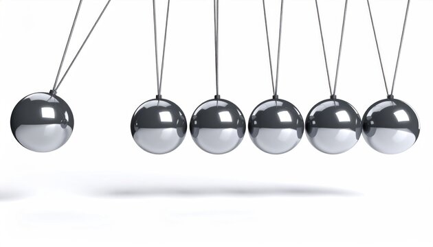 Kinetic energy concept visualized by metallic pendulums with reflective surfaces