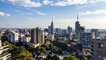 Obraz premium Artistic Cityscape Featuring Urban Architecture and Scenic Views