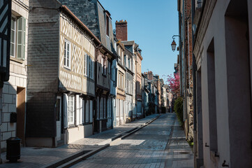Charming street in Honfleur, Normandy, France