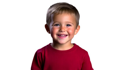 Happy toddler portrait with radiant smile, cheerful expression, cut out transparent