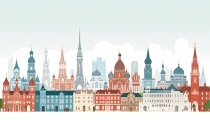 Fototapeta premium Cityscape with Architectural Layers Reflecting City History and Culture