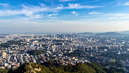 Fototapeta premium Expansive Cityscape Displaying Urban Sprawl Under Clear Sky