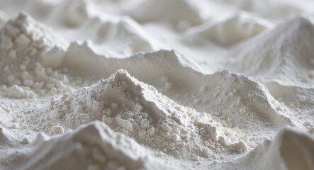Abstract Landscape of White Powder Peaks and Valleys, CloseUp Textured Surface