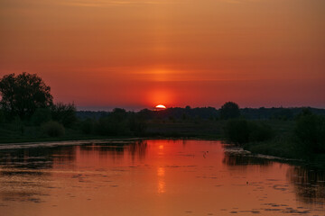 sunset over the lake