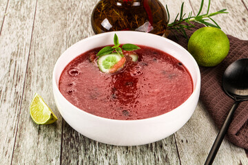 Sweet watermelon gazpacho with cucmber